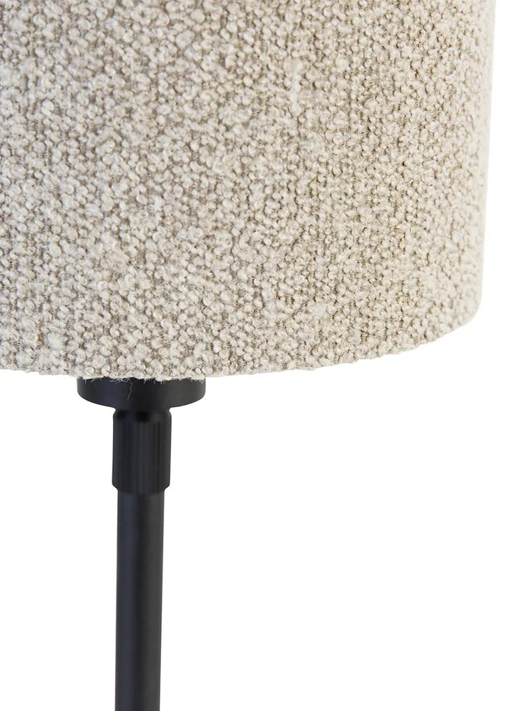 Stolná lampa čierna nastaviteľná s buklým tienidlom taupe 20 cm - Parte