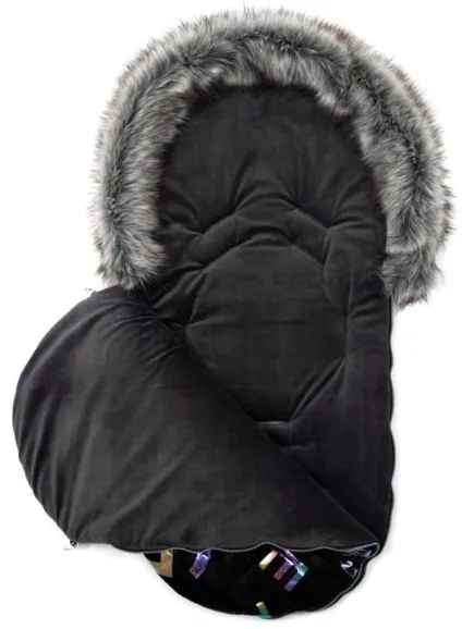 NEW BABY Luxusný fusak s kožušinkou Climber New Baby čierny