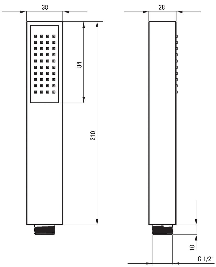 Deante Square, hranatá ručná sprchová hlavica 1-funkčná, chrómová, NOQ_051S