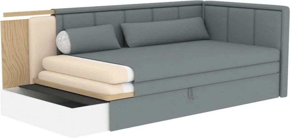 Sivá ženilková rozkladacia/s úložným priestorom pohovka 214 cm Fulgeo – ELTAP