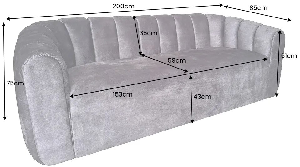Dizajnová sedačka Kalei 200 cm antracitový zamat