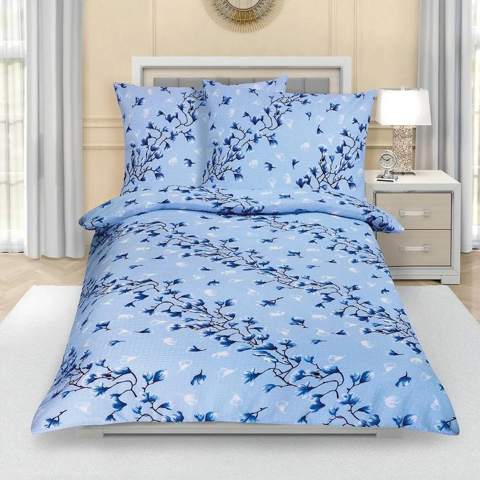 Bellatex Krepové obliečky Krík modrá, 140 x 220 cm, 70 x 90 cm