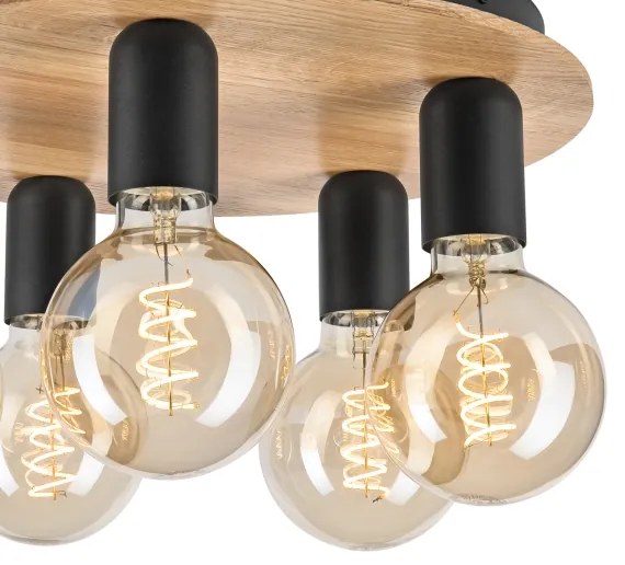 Stropné svietidlo DUSTY 5xE27/15W/230V pr. 34 cm dub/čierna
