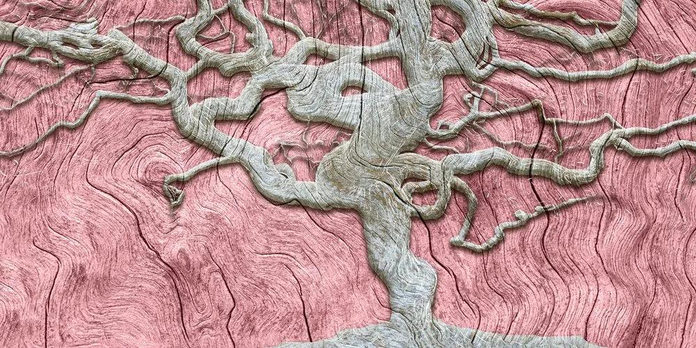 Obraz abstraktný strom na dreve s ružovým kontrastom Varianta: 100x50