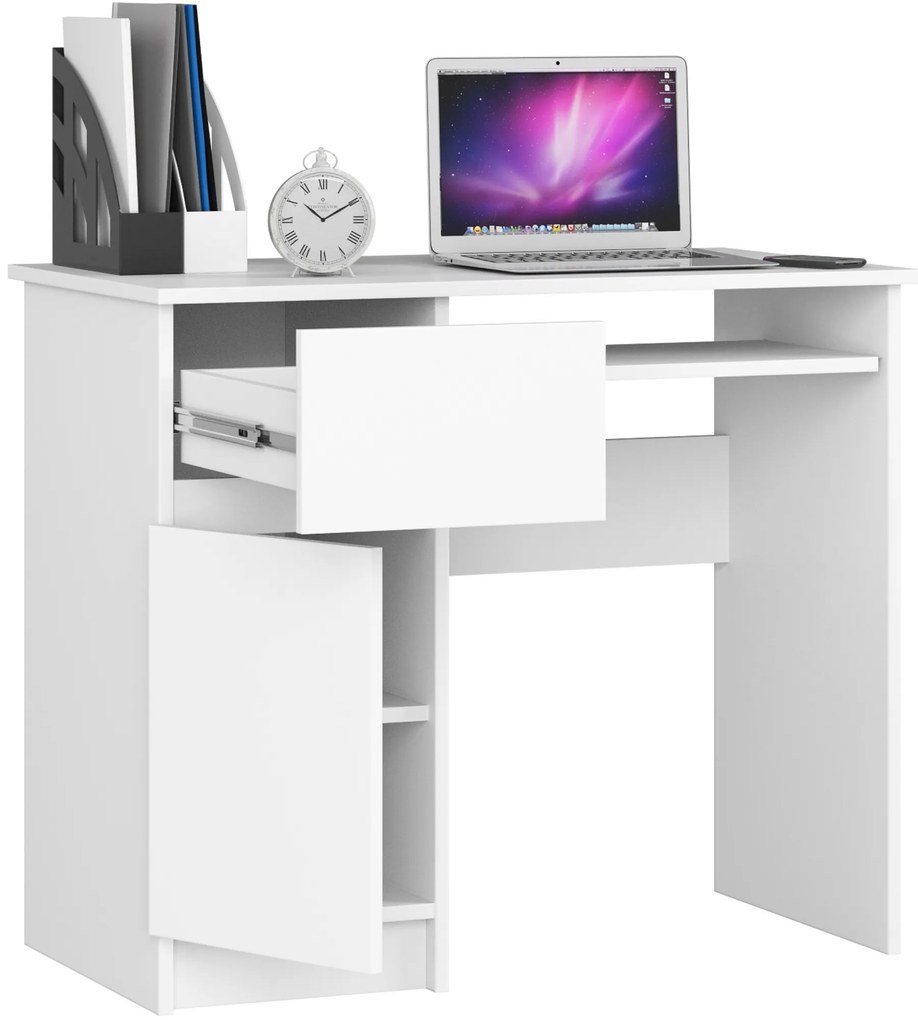 Písací stôl PIKSEL 90 cm biely ľavý
