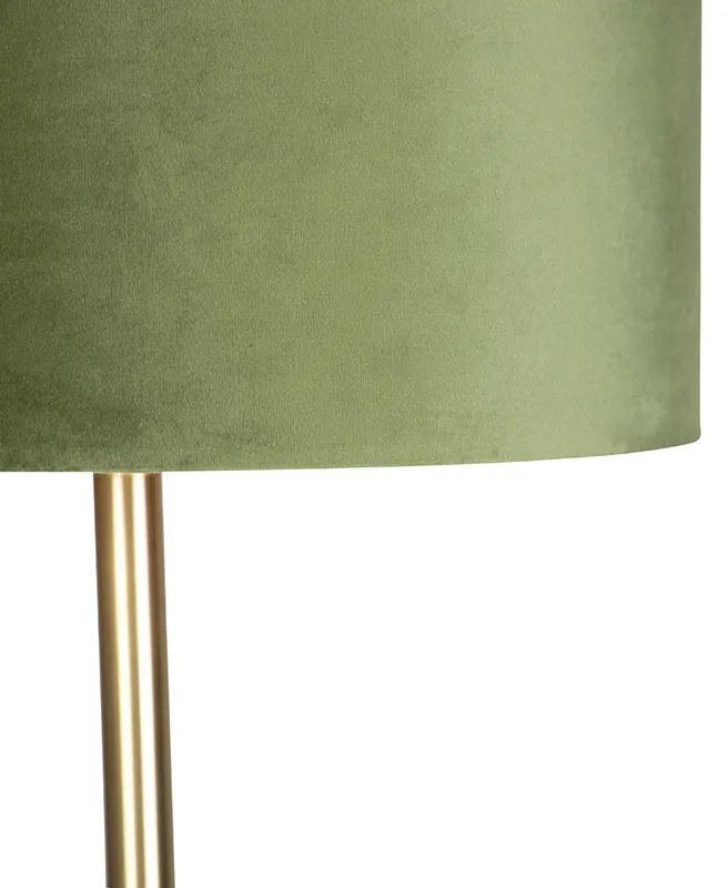 Botanická stojaca lampa mosadz s zeleným tienidlom 40 cm - Simplo