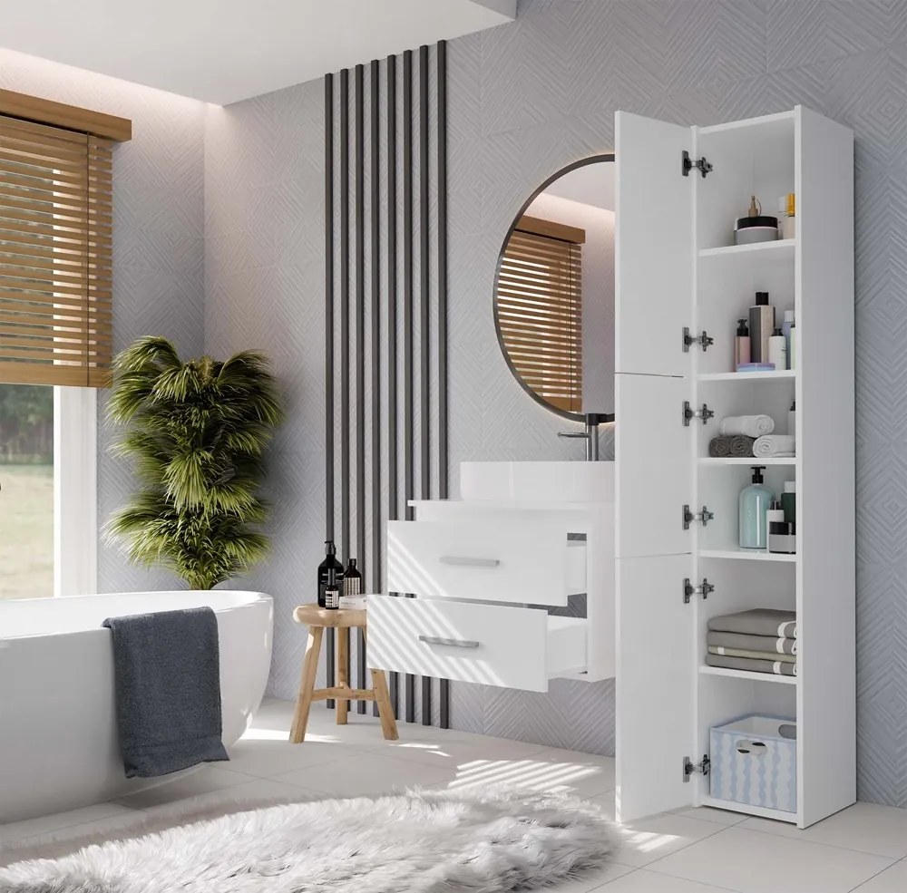 Závěsná skříňka pod umyvadlo s deskou NEL 2S 60 cm bílá