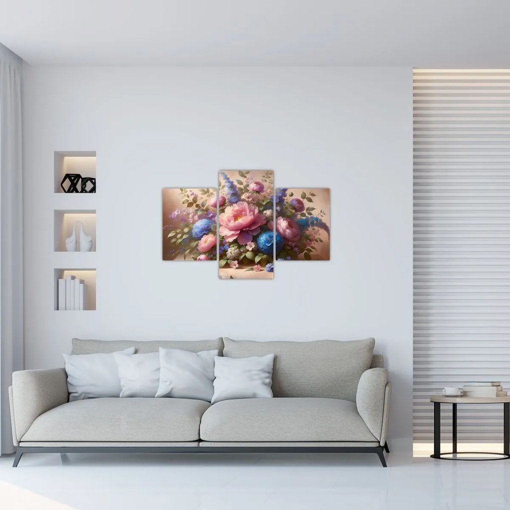 Obraz - Stôl plný kvetov (90x60 cm)