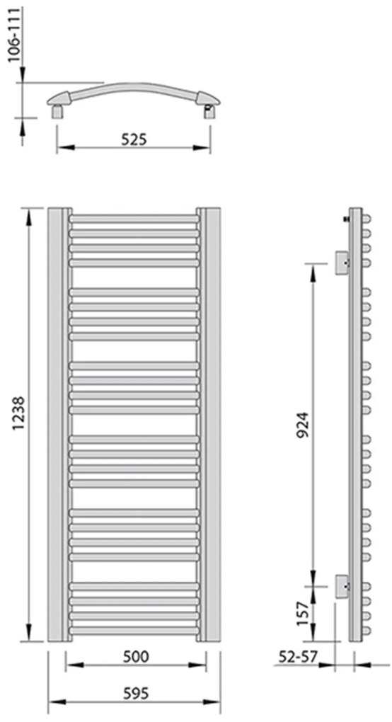 Sapho, EGEON vykurovacie teleso 595x1238mm, 739 W, antracit, EG612A