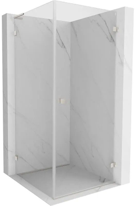 Mexen Lunar-B L výklopný sprchový kút pravý 90 x 90 cm, číre sklo, brúsená oceľ, 832L-090-090-97-00-P