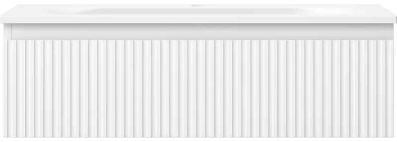 Mexen Rivel, kúpeľňová skrinka 80 cm s umývadlom Vela, 1 zásuvka, drážkovaná, biela matná, 91A20-08023-1-BF01-W23M01