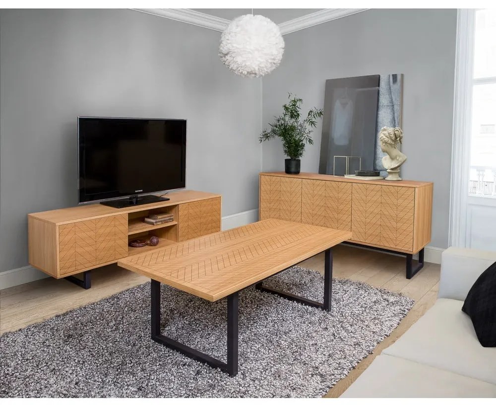 Komoda v dubovom dekore Woodman Mora Herringbone, 175 x 75 cm