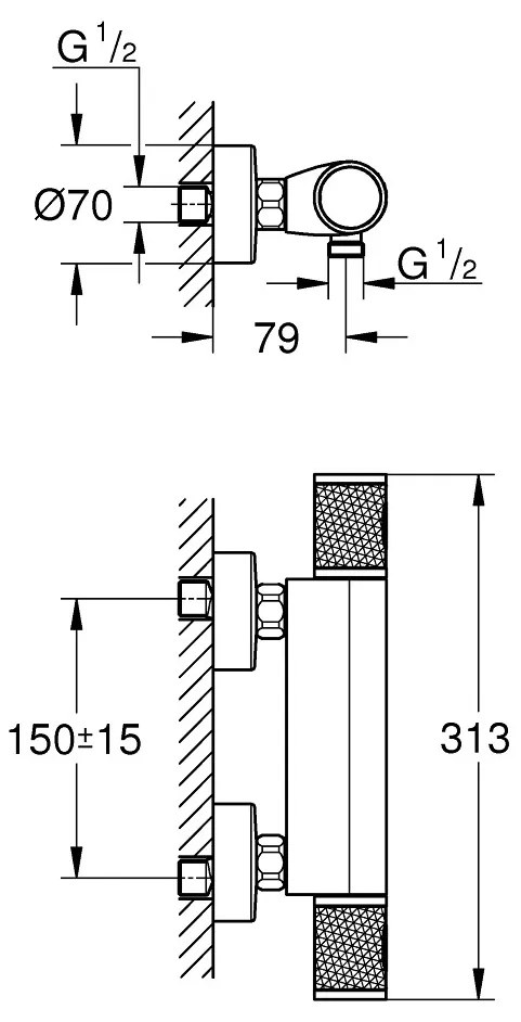 GROHE Precision Feel - Termostatická sprchová batéria, chróm 34790000