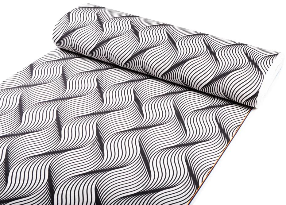 Biante Dekoračný obdĺžnikový obrus PML-042 Čierno-biele vlnenie 50x100 cm