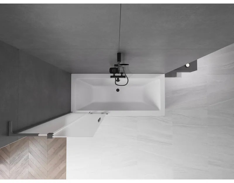 Mexen Velar L, 2-krídlová posuvná vaňová zástena 75 x 150 cm, 8mm sklo námraza, grafitová, 896-075-003-31-95