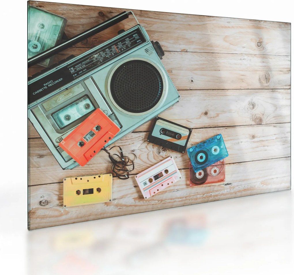Sklenený obraz - Retro rádio (70x50 cm)