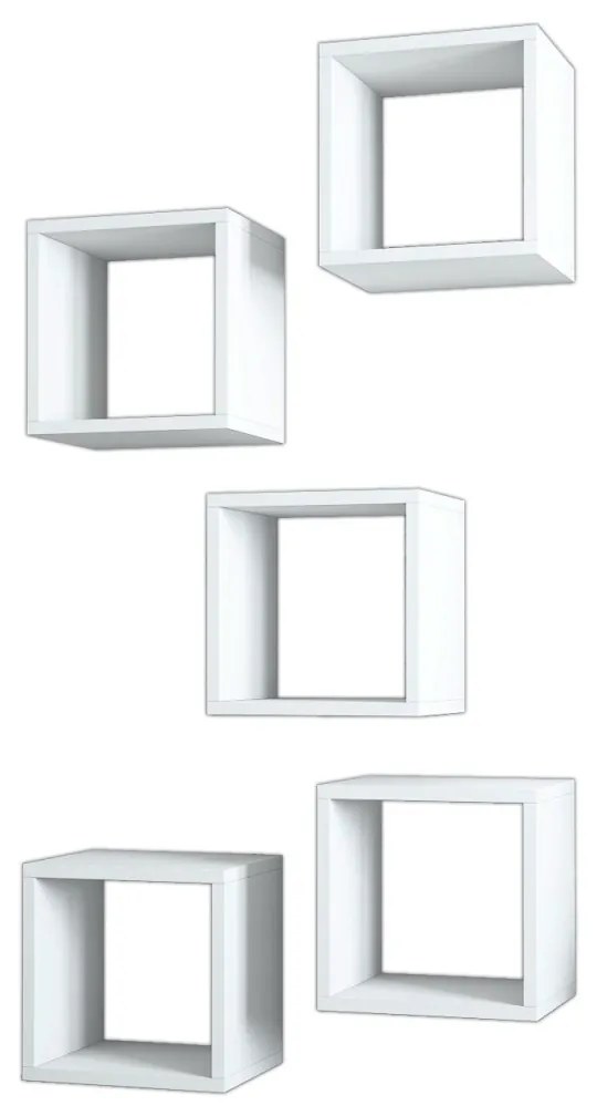 Súprava 5 nástenných políc BOXE biela