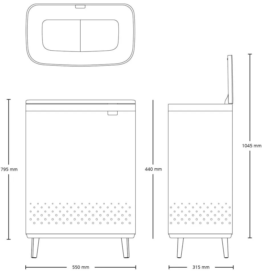 Matne čierny kovový kôš na bielizeň 90 l Bo Hi – Brabantia