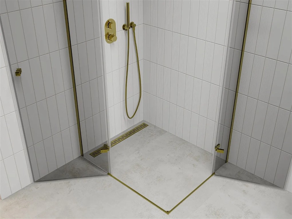 Mexen Roma Duo, sprchovací kút 80 (dvere) x 70 (dvere) cm, 6mm číre sklo, zlatý profil, 854-080-070-50-00-02