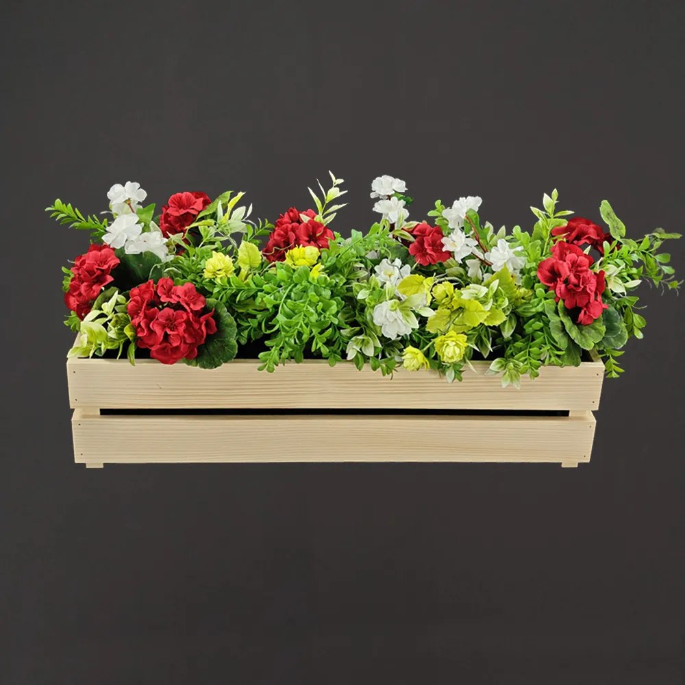 AMADEA Drevený obal s truhlíkom prírodný, 61,2x19,6x15cm, český výrobok