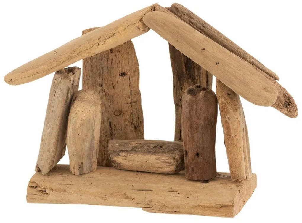 Prírodný drevený Betlehem s postavičkami Nativity wood - 15*13*12 cm