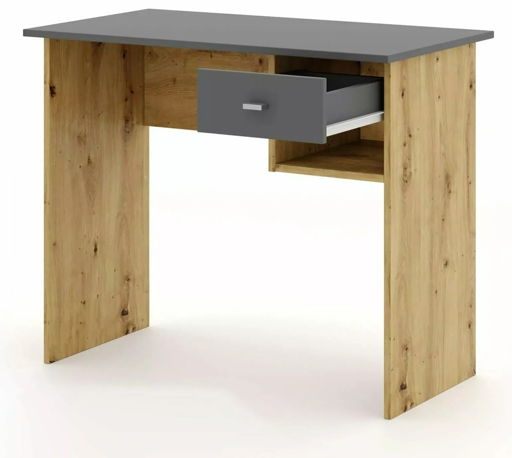 Písací stôl v dekore dub artisan s antracitovou doskou B-011