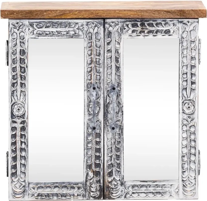 furniture-nabytek.cz - Masívna zrkadlová skrinka Santa Cruz z mangového dreva, šedá