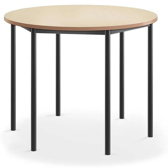 Stôl SONITUS, kruh, Ø1200x900 mm, linoleum - béžová, antracit