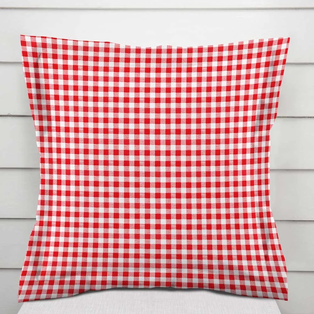 Biante Bavlnená obliečka na vankúš s lemom Sandra SA-056 Červeno-biele kocky 35 x 45 cm
