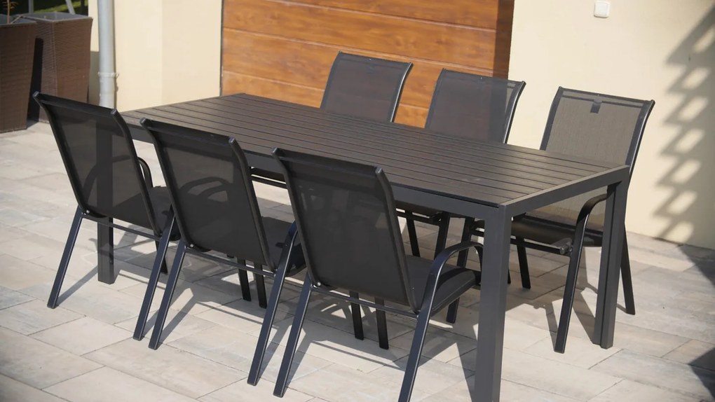 Záhradný jedálenský set Viking XL + 6x kovová stolička Ramada