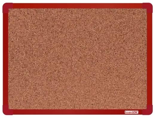 Korková nástenka boardOK v hliníkovom ráme, 600 x 450 mm, červený rám
