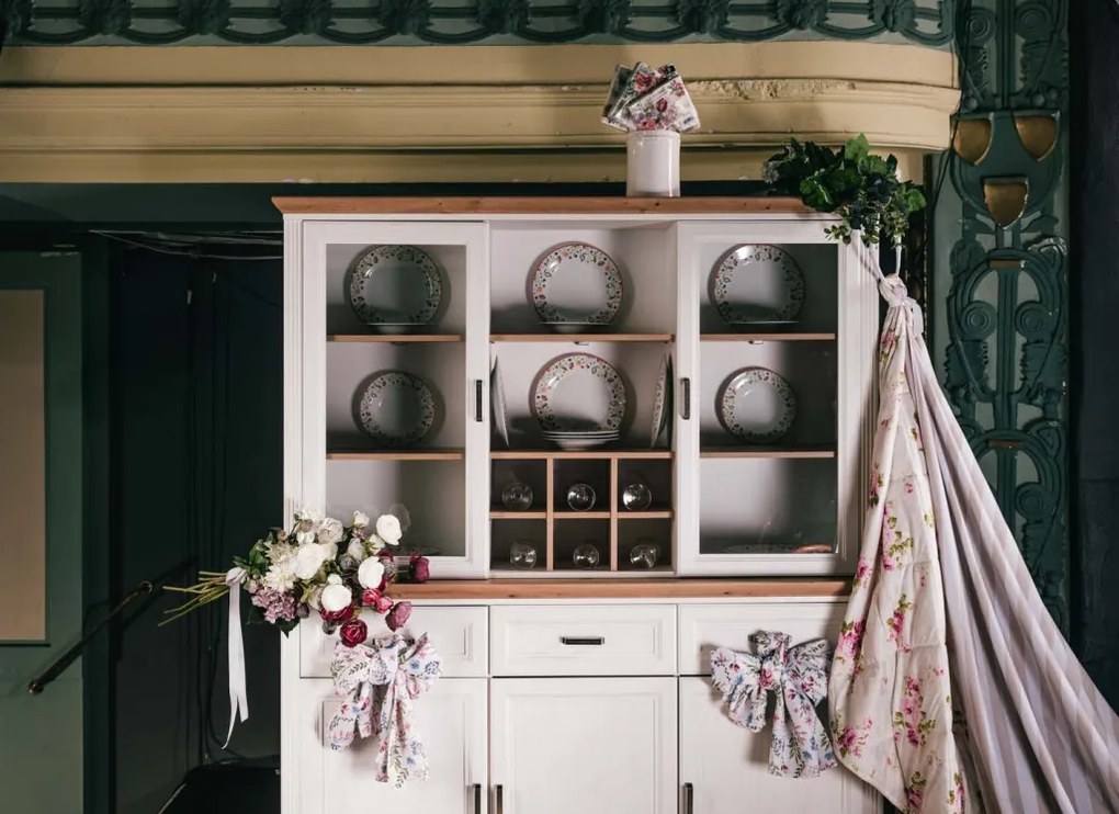 Jedálenský servis (12 dielov) Shanti Doppio, farebné kvety