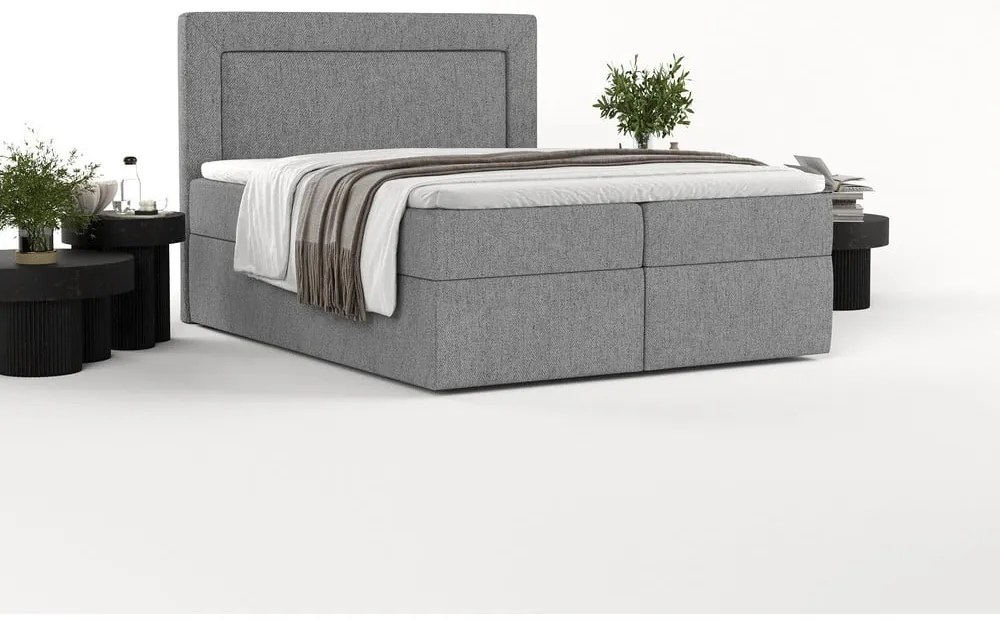 Sivá boxspring posteľ s úložným priestorom 160x200 cm Imagine – Maison de Rêve