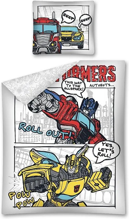 DETEXPOL Obliečky Transformers komiks Bavlna 140/200, 70/80 cm