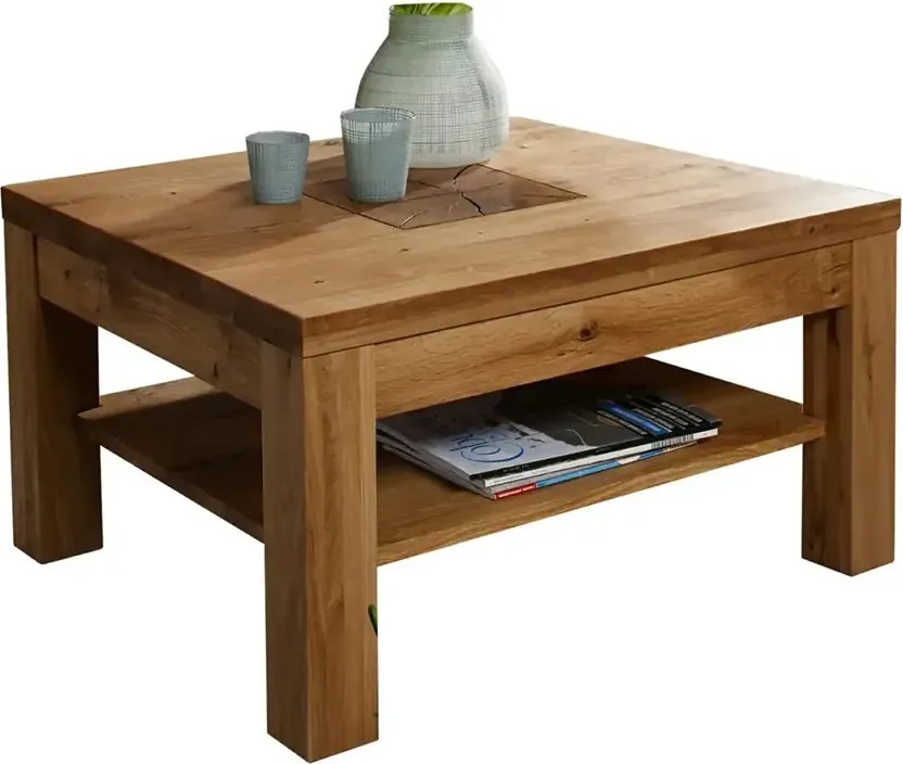 Dubový konferenčný stolík s poličkou 70x70x45cm
