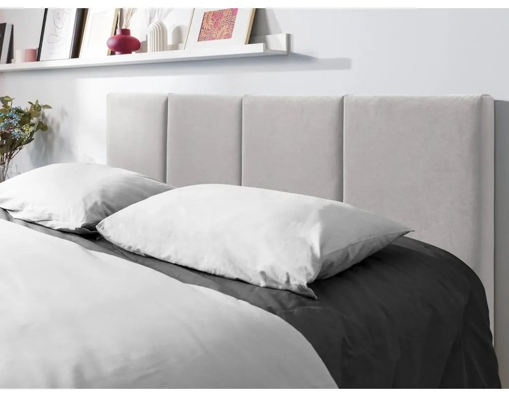 Svetlosivá zamatová dvojlôžková posteľ Mazzini Beds Juniper, 160 x 200 cm