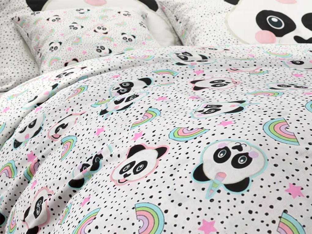 Detské bavlnené obliečky PANDA UNICORN biele Rozmer obliečky: 60 x 70 cm | 140 x 200 cm