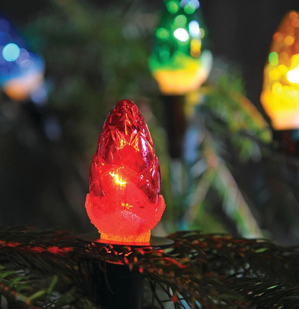 EXIHAND Vianočná reťaz, 12 žiaroviek v tvare šišky, farebné, 7,7m