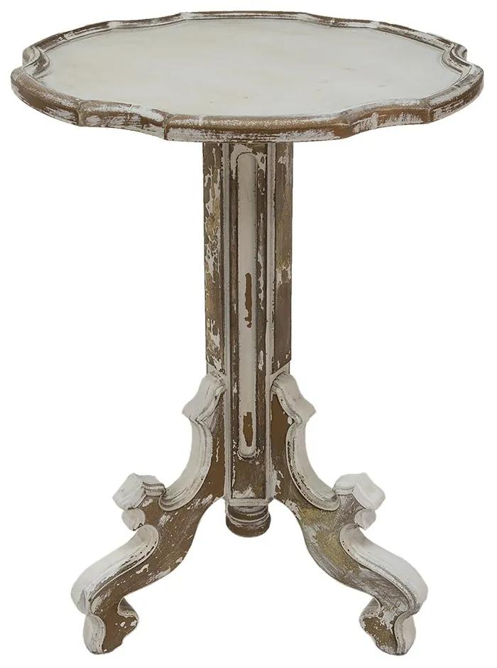 Drevený vintage odkladací stolík s výraznou patinou Diome - Ø 54*75 cm