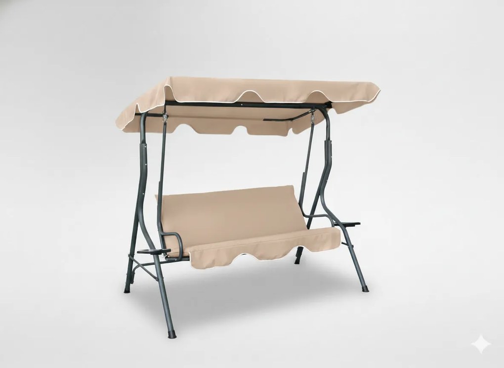 Garden Line ZÁHRADNÁ HOJDAČKA 170 x 110 x 153 CM TMAVOBÉŽOVÁ BEZ OPIERKY NA NOHY. S DRŽIAKMI NA POHÁRE