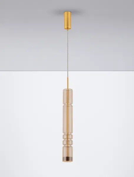 LED zlato-cognac moderný luster Bento 58