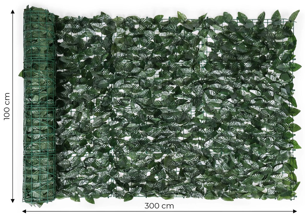 MULTI GARDEN Maskovacia stena 300x100 cm , umelý živý plot - brečtanovo zelená