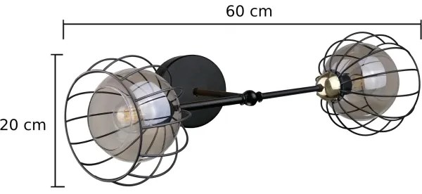 Nástenné svietidlo SOLO BLACK 2xE27/60W/230V čierna/zlatá
