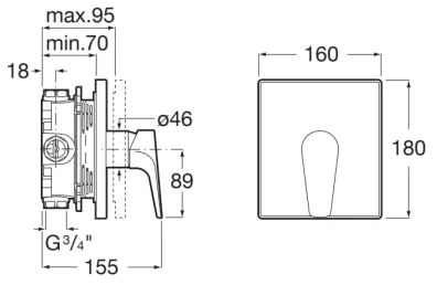 Roca A5A2B90C00 - Podomietková sprchová batéria ATLAS, lesklý chróm