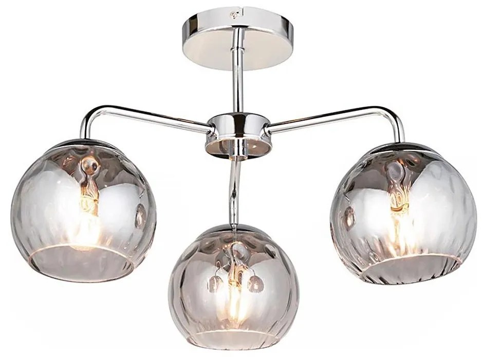 Endon 97971 - Prisadený luster DIMPLE 3xE14/25W/230V lesklý chróm/dymovo šedá