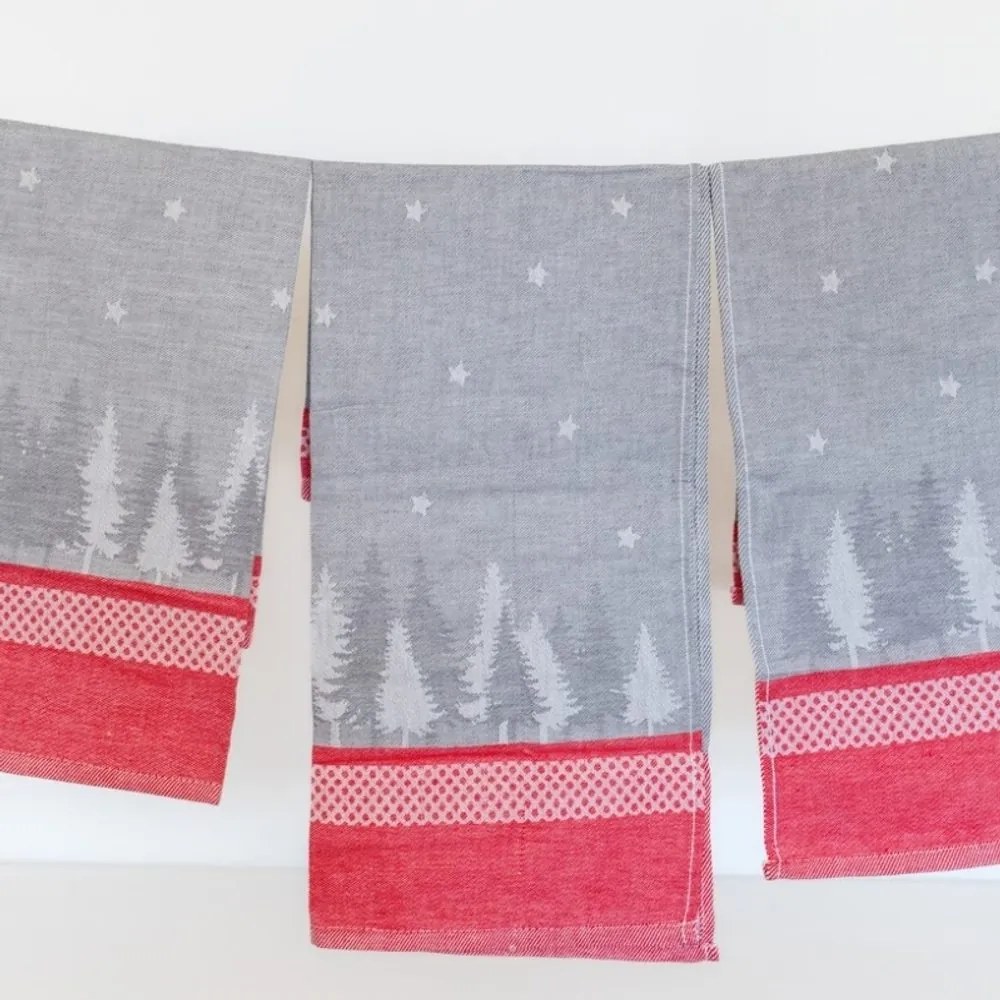 Polášek Utierka Egypt so zimným motívom – 3 ks - č. 110 | Červená / šedá