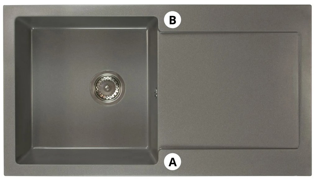 Kuchynský drez Adaxa (sivá) (s 2 otvormi pre batériu) (P). Vlastná spoľahlivá doprava až k Vám domov. 1066282