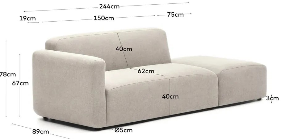 Béžová pohovka 244 cm Neom - Kave Home