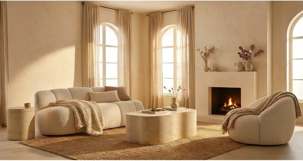 Biela pohovka z textílie buklé 145 cm Ball – Mauro Ferretti