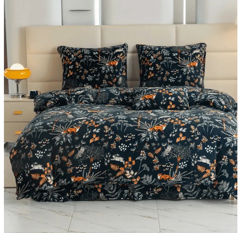 Obliečky mikroplyš LIŠKA A ZAJÍC tmavo zelené Rozmer obliečok: 70 x 90 cm | 140 x 200 cm